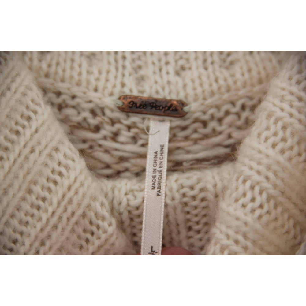 Free People Sweater Women's L Ivory Pink Sleeveless Cowl Neck Fair Isle Boho - Picture 7 of 11
